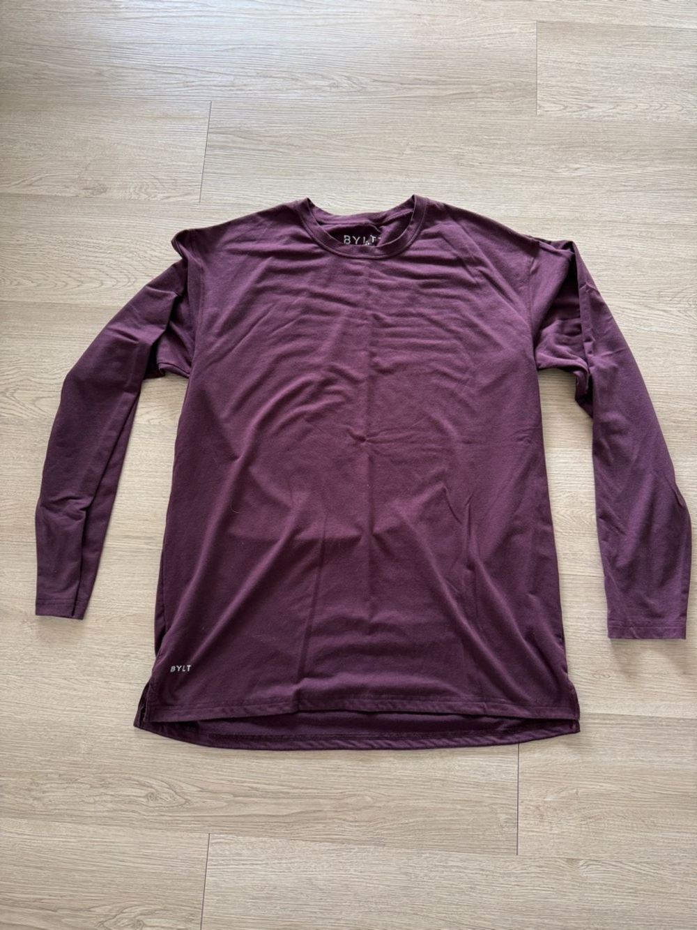 BYLT Basics Men's Long Sleeve Crew Neck Shirt - Maroon XL